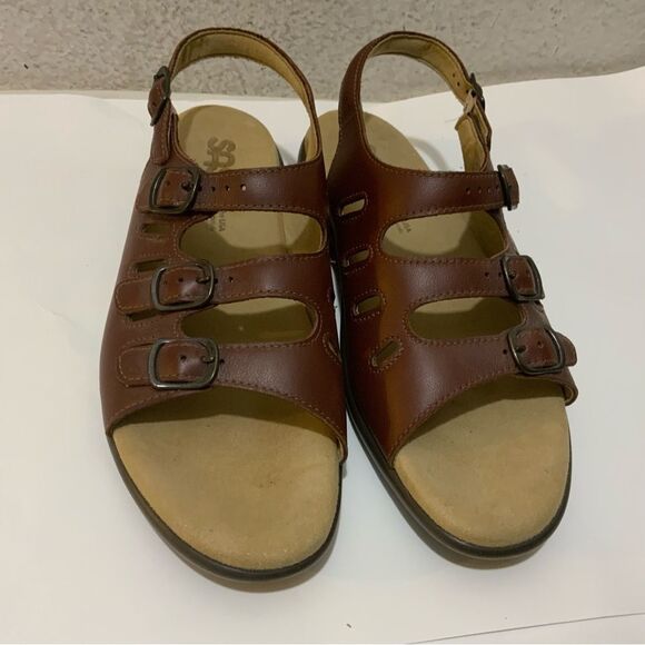 SAS Women's Mystic Brown Leather Tripad Comfort Strappy Sandals Size 8.5 M EUC - Picture 2 of 7